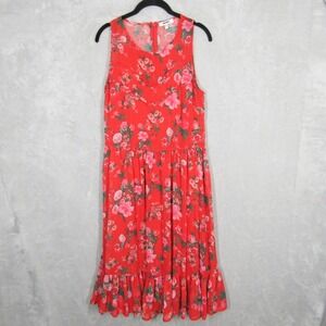 KOTON Red Floral Print Sleeveless Midi Dress 12 Summer Casual Sun Dress
